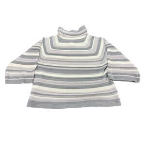 Ruby Rd. Petite‎ Turtle neck Mid-Sleeve Sweater Women's Size PL Gray White Knit